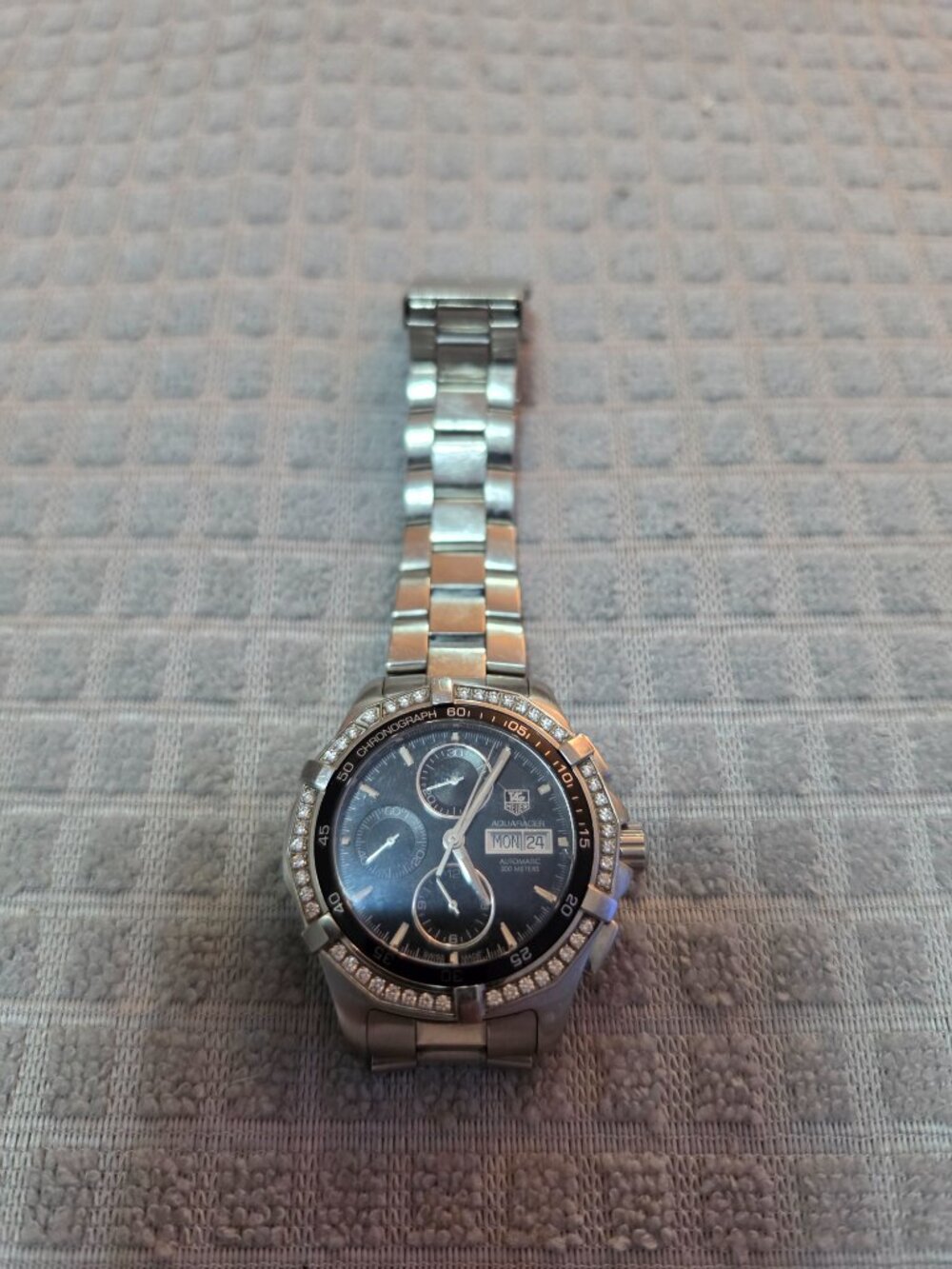 TAG Heuer Aquaracer 44mm Black Day/Date Dial Diamond Bezel Auto Watch CAF2014 - Picture 2 of 6